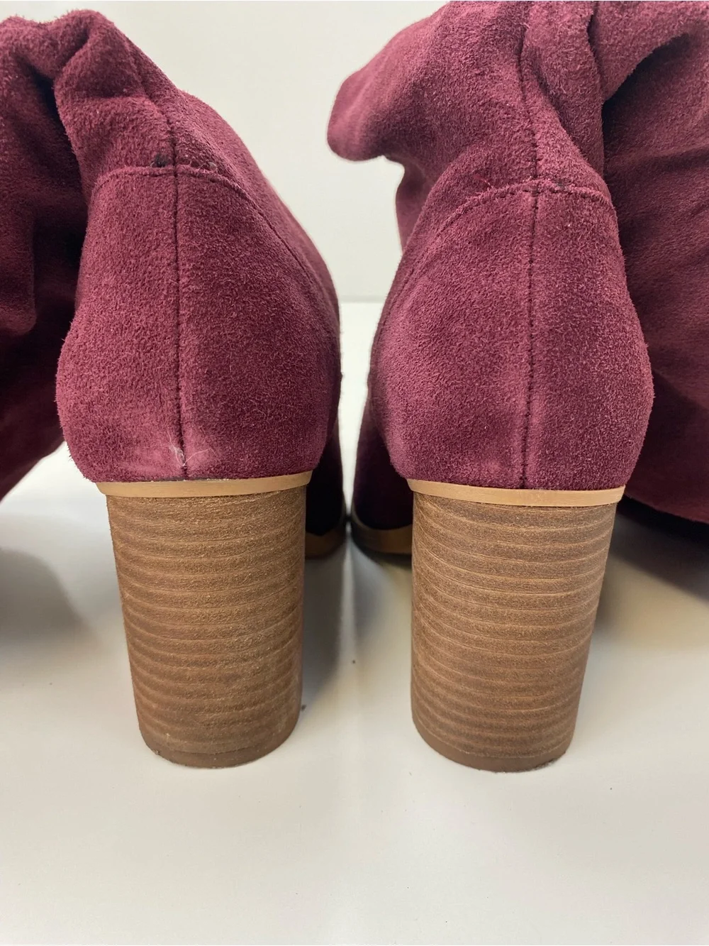 Nine West Burgundy Suede Over-The-Knee Slouch Boots